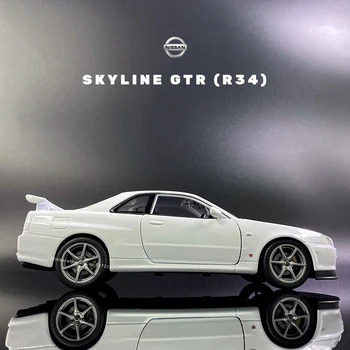 WELLY 1:24 Naujų Nissan Skyline GTR (R34) Automobilio modelį lydinio surinkimo dovana žaislas Berniukui dovana