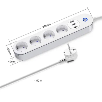 Wifi Smart Power Strip 4 ES Rozetės Kištuką Su 3 USB Įkrovimo lizdas Tuya/smart Gyvenimo Programėlė Balsas Kontrolės Dirbti Su Alexa 
