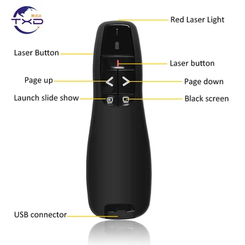 Wireless presenter su lazerine rodykle Raudona ŠVIESA RF belaidė lazerinė rodyklė 2.4 GHz USB nuotolinis valdymas infraraudonųjų spindulių lazerinis žymeklis už