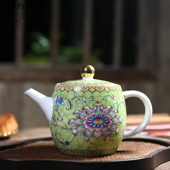 WSHYUFEI Autentiški Jingdezhen Porceliano Meno Paukštis arbatinukas Išskirtinį Emalio Spalva Arbatinukas rankų darbo keramikos Teaware Arbatos rinkinys, 280ml