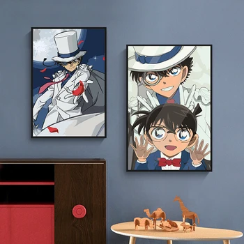 WTQ Klasikinis Anime Detective Conan Plakatas Retro Plakato, Drobė, Tapyba Anime, Plakatai, Sienų Dekoras Sienos paveiksl Namų Decorr