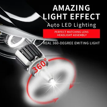 X1 120W LED Žibintai H1 H7, H11 CANBUS LED Žibintai Lemputės Projektoriaus Objektyvas 9005 HB3 HB4 9006 360 Laipsnių Spindulio Automobilių 2VNT