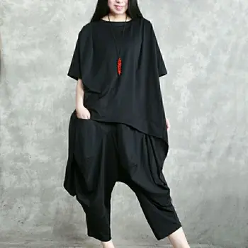 Xifeng Originalus Dizainerio Stiliaus Nereguliarus tinka Moterų Prarasti Asmeninį T-Shirt Capri Haremo Kelnės Pavasarį Ir Vasarą 2021 Sijonas