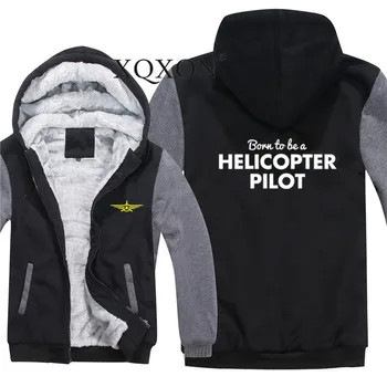 XQXON - 2021 Naujas Pilotas Vyrų Užtrauktukas Pilotas Hoodies Palaidinės Gimęs Būti Sraigtasparnio Pilotas Vyras Kailio Vilnos Linijinės Vilnos Hoodies-J636