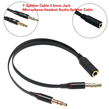 Y Splitter Cable 3.5 mm Lizdas, Mikrofono, Ausinių Audio Splitter Cable Moterų ir 2 Vyrų Ausinių Mic Aux Telefono Kompiuteryje