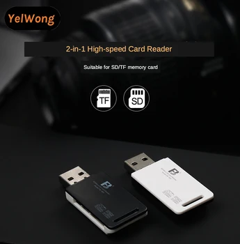 YelWong USB 2 in 1 High Speed Kortelių Skaitytuvas SD Micro SD TF Atminties Kortelė, Adapteris, skirtas PC Nešiojamas Reikmenys, Fotoaparatas Rinkinys