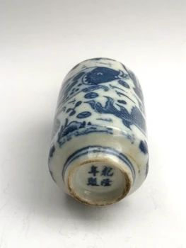 YIZHU CULTUER MENO Kolekcija, Kinų Senasis mėlyna ir balta Porceliano Laimingas Žuvų Uosti Butelis Dovanų Dekoravimas
