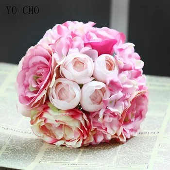 YO CHO Dirbtinių Gėlių Šilko Išaugo Padirbtų Hydrangea Bridesmaid, Mini Puokštė Gėlių Šalies Namų Dekoravimo Vestuvių Planuotojas Prekes