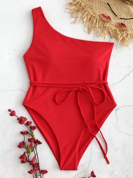 ZAFUL Diržas Vieną Petį vientisas maudymosi kostiumėlis Moterims Kamšalu Kaklaraištis Kietas Bikini Nustatyti Vasaros Paplūdimio Moterų Plaukimo Seksualus Maudymosi Kostiumas