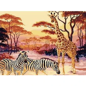 Zebra Naftos Nuotrauka Skaičius Žirafa Gyvūninės Spalvos Akriliniai Dažai Rankomis Dažyti Piešimas Suaugusiems Tapybos Numerį Namų Dekoro