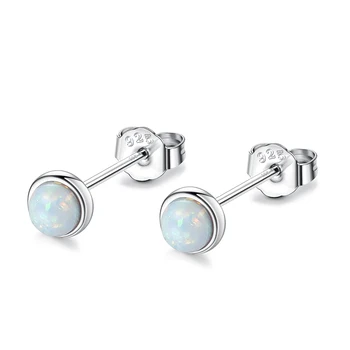 ZEMIOR 925 Sterlingas Sidabro Fire Opal Stud Auskarai Moterims, Elegantiškas Mažas 3 Spalvos Earing Jubiliejų Fine Jewelry Dovanų Pardavimas