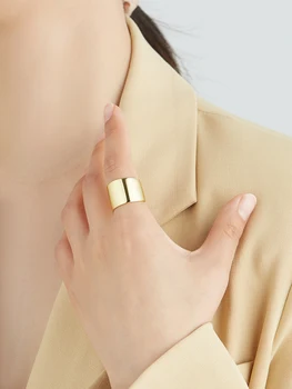 ZEMIOR Piršto Žiedą, Moterims Europen Ir Amerikietiško Stiliaus 925 Sterlingas Sidabro Pločio Žiedai Nekilnojamojo Auksą, Padengtą Studentų Fine Jewelry