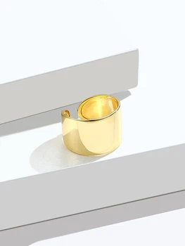 ZEMIOR Piršto Žiedą, Moterims Europen Ir Amerikietiško Stiliaus 925 Sterlingas Sidabro Pločio Žiedai Nekilnojamojo Auksą, Padengtą Studentų Fine Jewelry