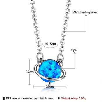 ZEMIOR S925 Sterlingas Sidabro Karoliai Moterų Blue Planet Nepriklausomo Karoliai Gražus Mažas Pasaulyje Gyvenimo Džiaugsmą Dovanos Fine Jewelry