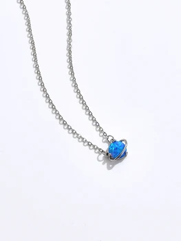 ZEMIOR S925 Sterlingas Sidabro Karoliai Moterų Blue Planet Nepriklausomo Karoliai Gražus Mažas Pasaulyje Gyvenimo Džiaugsmą Dovanos Fine Jewelry