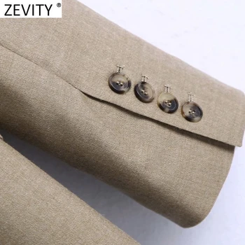 Zevity 2021 Moterų Derliaus Įpjovomis Apykaklės Atsitiktinis Verslo Švarkas Kailis Office Ponios Stilingas Outwear Kostiumas, Prabangus Įrengimas Viršūnes CT665