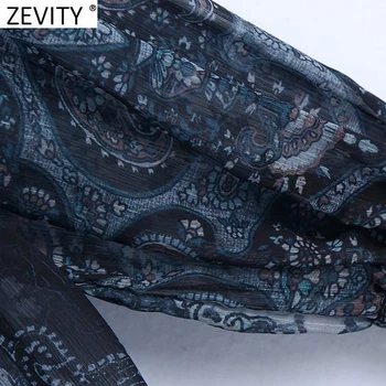 Zevity Naujas Moterų Derliaus Paisley Totem Gėlių Spausdinti Perspektyvos Smock Palaidinė Moterų Retro Verslo Marškiniai, Elegantiškos Blusas Viršūnes LS7704