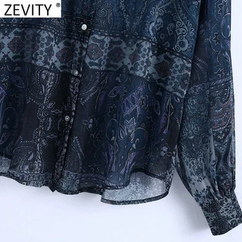 Zevity Naujas Moterų Derliaus Paisley Totem Gėlių Spausdinti Perspektyvos Smock Palaidinė Moterų Retro Verslo Marškiniai, Elegantiškos Blusas Viršūnes LS7704