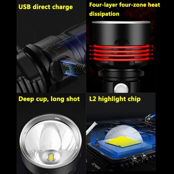 ZHIYU Super Galingas LED Žibintuvėlis L2 P70 Juoda Nešiojamą Apšvietimo Tinka Kempingas / Patrulių Apsaugos / naktinė Žvejyba