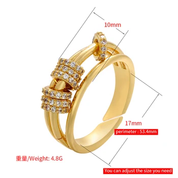 ZHUKOU 2021 NAUJAS aukso/sidabro spalva moterys žiedai Išskirtinį kristalų Pora žiedų reguliuojamas Trys žiedai, juvelyriniai dirbiniai didmeninė VJ67