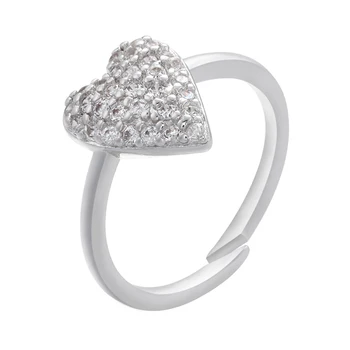ZHUKOU 2021 NAUJAS aukso/sidabro spalvos Žiedai Moterims CZ kristalų širdies formos žiedai Vestuvių Juostoje papuošalai, žiedai, didmeninė VJ72