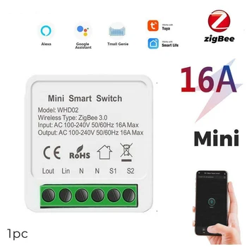 Zigbee Jungiklis Mini Zigbee 3.0 Smart Switch Du Taip Belaidžio tinklo Jungiklis APP 