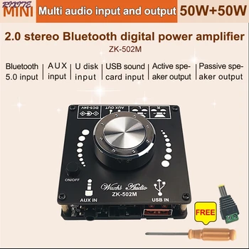 ZK-502M MINI Bluetooth 5.0 Galios Garso Stiprintuvas valdybos 50WX2 Stereo AMP Amplificador Namų Kino AUX USB