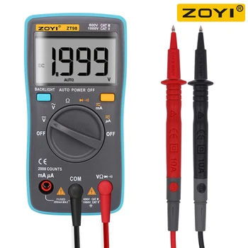 ZOYI ZT98 Skaitmeninis Multimetras Nešiojamų AC/DC Ammeter Voltmeter Ohm LCD Ekrano Apšvietimas Multimetras Diodų ir Tęstinumo Testas