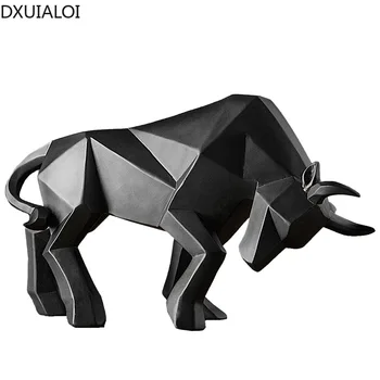 Šiaurės Abstrakčiai Origami Korida Skulptūra Padengta 3D Gyvūnų Figūrėlės Karvė Meno Dervos Statulos Amatų Namų Dekoravimo, dovanų