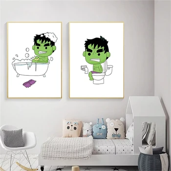 Šiaurės Animacinių filmų Stebuklas Juokinga Hulk valyti Savo Dantis Į Vonią Drobės Tapybos Sienos Meno Plakatas Spausdinimo Nuotrauką Vonios kambarys, Namų Dekoro