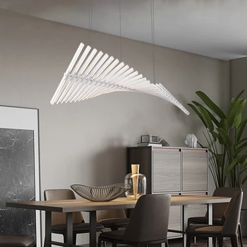 Šiaurės kambarį lempos modernus minimalistinio dizaineris restoranas liustra fishbone forma, buveinė juostelės šviesos