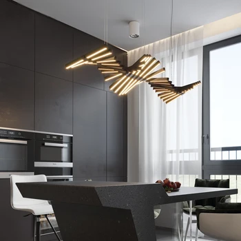 Šiaurės kambarį lempos modernus minimalistinio dizaineris restoranas liustra fishbone forma, buveinė juostelės šviesos