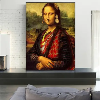 Šiaurės Stiliaus Minimalizmas Mona Lisa Plakatas Sienos Menas Drobė Spausdinti Paveikslą 