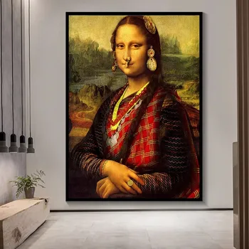 Šiaurės Stiliaus Minimalizmas Mona Lisa Plakatas Sienos Menas Drobė Spausdinti Paveikslą 