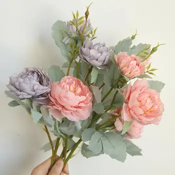 Šilko Hydrangeas Dirbtinių Gėlių Aukštos Kokybės Baltoji Vestuvės Gėlės Mažų Puokštė Netikrą Gėlių Šalies Namų Puošmena Rožinė CD
