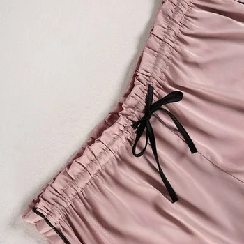 Šilko Pižama Moterų Namų Kostiumas Širdies Išsiuvinėti Pižamos Pj Rinkinys Satin naktiniai drabužiai Sleepwear seksualus apatinis trikotažas