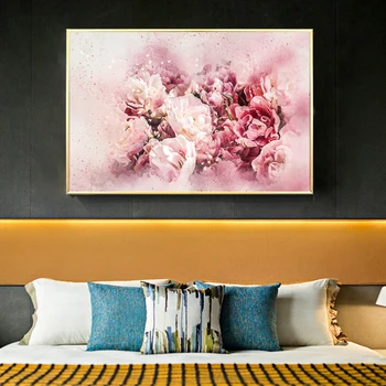 Šiuolaikinės Abstrakti Akvarelė Gėlės Naftos Tapyba ant Drobės, Plakatų ir grafikos Pink Peony Sienos Meno Nuotrauką Kambarį Dekoro
