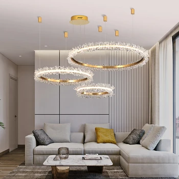 Šiuolaikinės Aukso Liustra svetainė, Virtuvė, LED Šviestuvai Palėpės Patalpų Apšvietimas Kristalų Žiedas Lemputė Namų Puošybai
