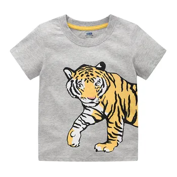 Šokinėja Metrų Vasaros Tigras Spausdinti Berniukai Šukuotinės Medvilnės Karšto Vaikų sportinius marškinėlius, Trumpas Rankovėmis Bamblys Tees Vaikams Drabužių