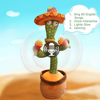 Šokių Kaktusas Elektros Pliušinis Žaislas Dainavimo 120 Dainų, Šokių Ir Sukimo Antis Šviesos Balso sąveika Pliušiniai Žaislai Vaikas Dovana