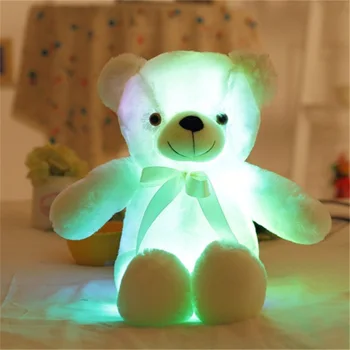 Šviesos 30/50cm Kūrybos Šviesą LED Spalvinga Žėrintis Meškiukas iškamša Pliušinis Žaislas Kalėdų Dovana Vaikas