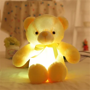 Šviesos 30/50cm Kūrybos Šviesą LED Spalvinga Žėrintis Meškiukas iškamša Pliušinis Žaislas Kalėdų Dovana Vaikas