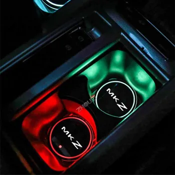 Šviesos Automobilių Vandens Puodelį Miestelyje Turėtojas 7 Spalvinga USB Įkrovimo Automobilio Led Atmosfera Šviesą Lincoln MKZ Auto Priedai