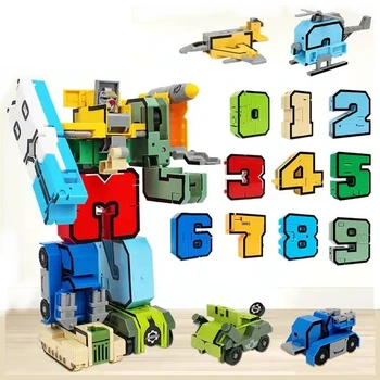 Švietimo Blokų Veiksmų Skaičius, Transformacijos Numeris Robotas Deformacijos Robotas Žaislas Vaikams 1Pcs Kūrybos Blokų Montavimas