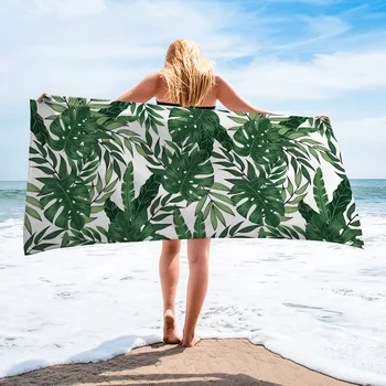 Žaliųjų Augalų Spausdinti Paplūdimio Rankšluostį Moterims, Chalatai, Vonia Nešiojami Rankšluostį Suknelė Moterų Lady Greitai Džiūstantis Spa Stebuklinga Naktiniai Drabužiai 0015