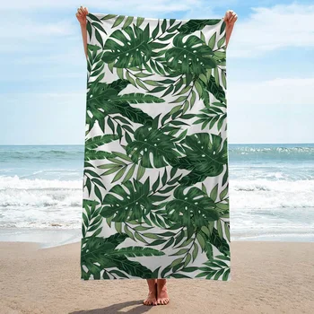 Žaliųjų Augalų Spausdinti Paplūdimio Rankšluostį Moterims, Chalatai, Vonia Nešiojami Rankšluostį Suknelė Moterų Lady Greitai Džiūstantis Spa Stebuklinga Naktiniai Drabužiai 0015