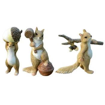 Žavinga Mini Voverė Figūrėlės Dervos Pasakų Sodo Gyvūnų Statula