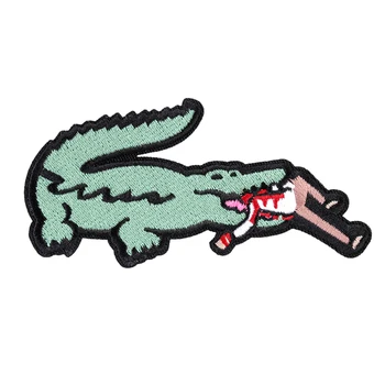 Žiauriai Krokodilas Kramtymas Žmonių Siuvinėjimo Pleistrai Myliu Savo Gyvenimo Drabužius T-shirt Krepšys 