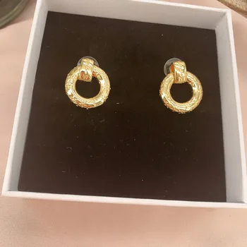 Žvaigždžių išgraviruotas bold ratas drop auskarai moterims aukso pareiškimą auskarai 