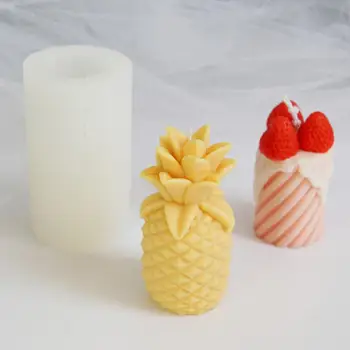 Žvakių Formos Modeliavimas Ananasų Naujų Silikono Forma Naudojama, Kad Pyragai, Pudingai Šokoladiniai Saldainiai, Žvakės, Vaisių Drebučiai (Želė)